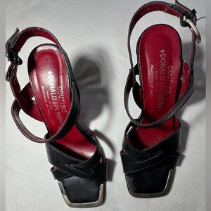 Donald J. Pliner Black Strappy 3” Heels With Buckle Closer SZ 6